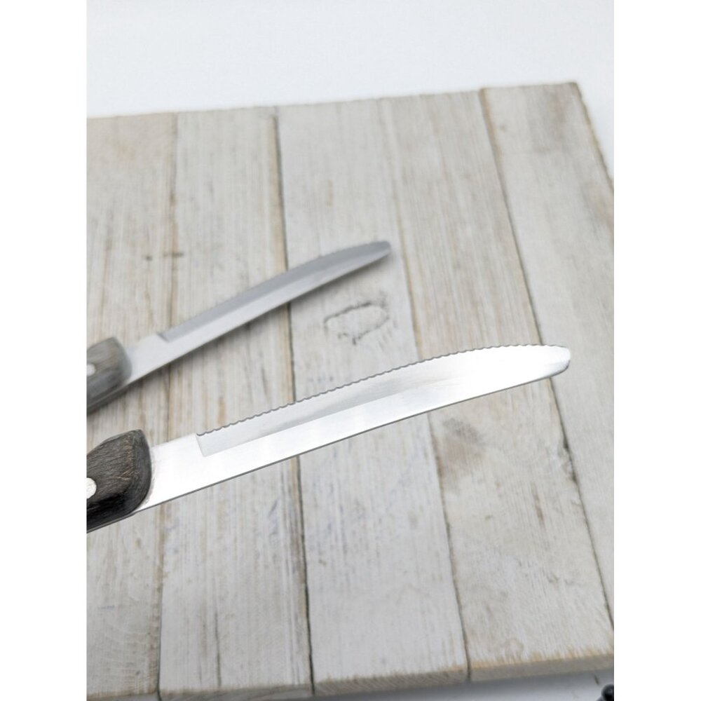 Vintage Set 2 Walco Steak Knives Stainless Steel 4-7/8" Blade 9-1/8 Length Serra - Picture 5 of 11